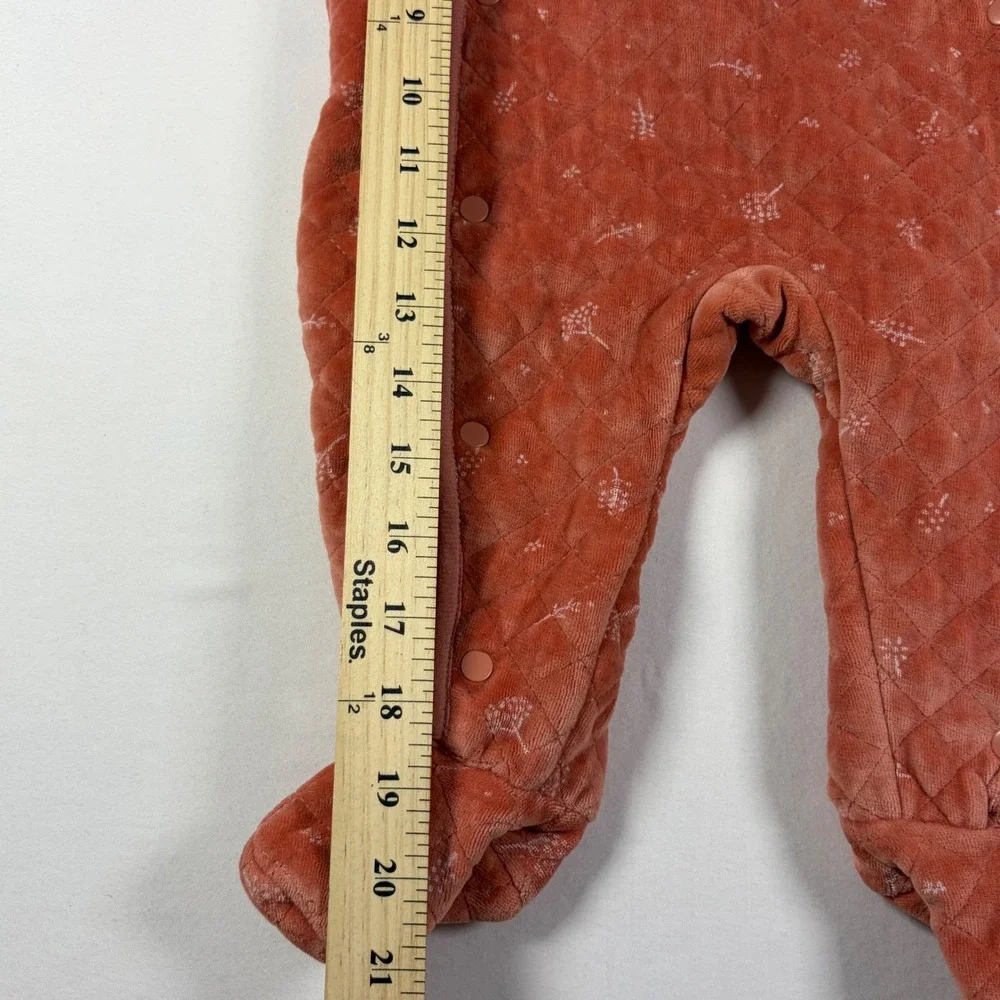 Nordstrom Quilted Velvet Bunting Hooded Bear Ears Baby 9 Months Rose Excellent